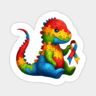 Dinosaur Puzzle Ribbon Autism Awareness Gift for Birthday, Mother's Day, Thanksgiving, Christmas Magnet