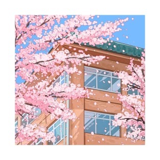 Japanese high school and cherry blossom blossom T-Shirt