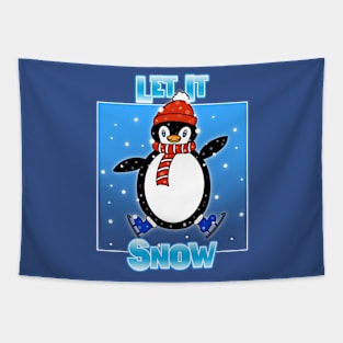 FUNNY Penguin Let It Snow Tapestry