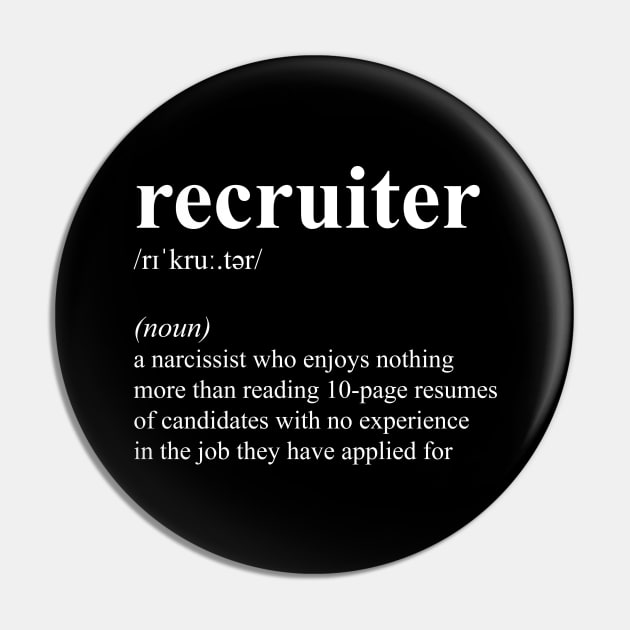 Funny Recruiter Definition Recruitment HR Human Resources Gift Pin by JustCreativity