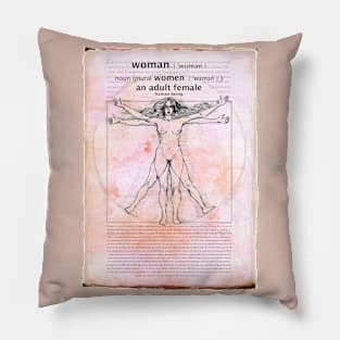 Adult Human female - Woman definition - The Vitruvian Woman - Da Vinci inspired -Feminist Art Pillow