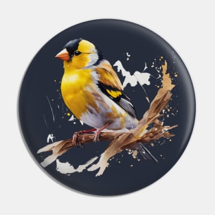 Goldfinch Bird On A Tree Pin