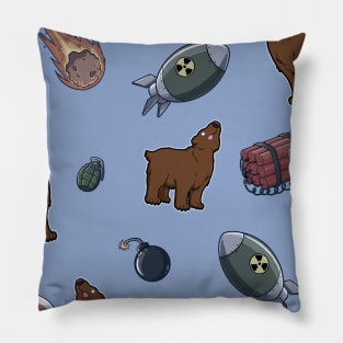 Dumb Bear Danger Pattern (blue) Pillow