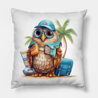 Owl on Vacation #6 Pillow