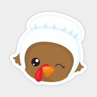 Thanksgiving Turkey, Brown Turkey, Pilgrim Bonnet Magnet