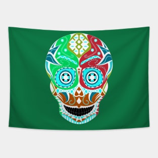 pro wrestling mask with candy skull pattern ecopop Tapestry