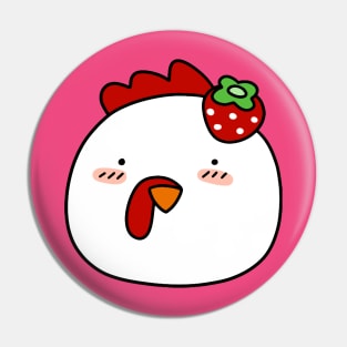 Strawberry Chicken Face Pin