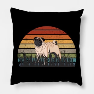 Vintage Sunset Pug Pillow