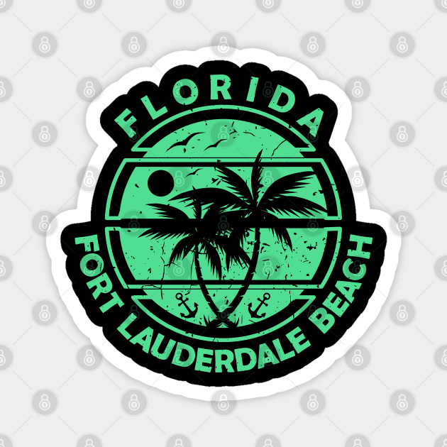 Fort Lauderdale Florida, Tropical Palm Trees, Ship Anchor - Summer Magnet by Jahmar Anderson