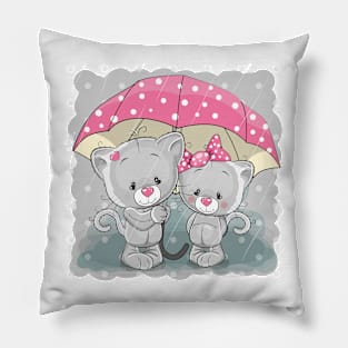 Snowman Pink Umbrella Snowman on Bear Pillow