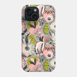 Coral peach gray and green abstract pattern Phone Case