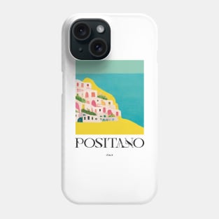 Positano Landscape Italy Travel Poster Retro Wall Art Illustration Phone Case