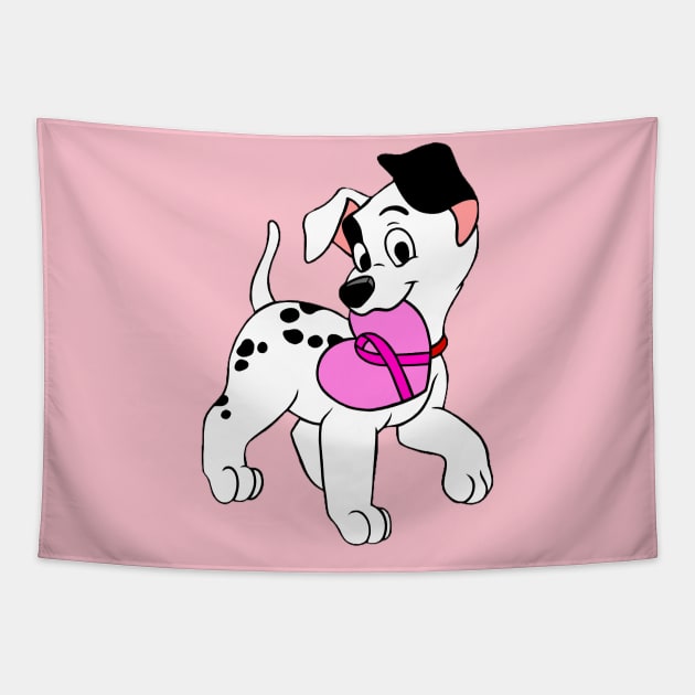 Dalmatian with pink Awareness ribbon Tapestry by CaitlynConnor