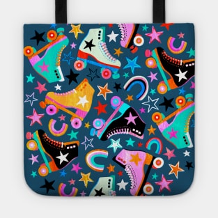 Retro Rainbow Roller Skates and Stars Tote