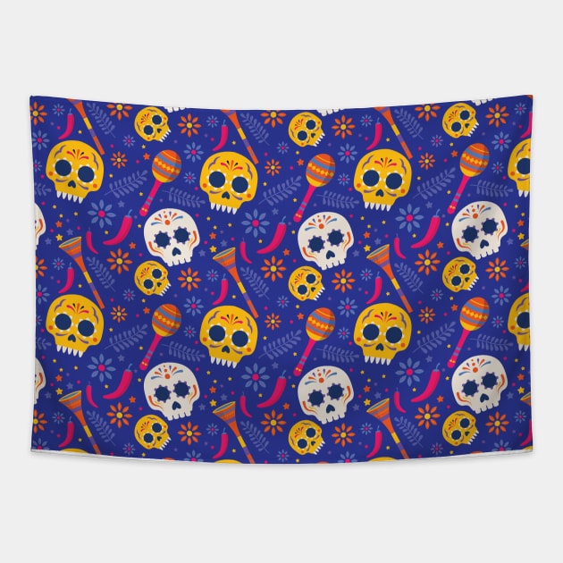 Brightly Colored Skulls Tapestry by Inspired-DS