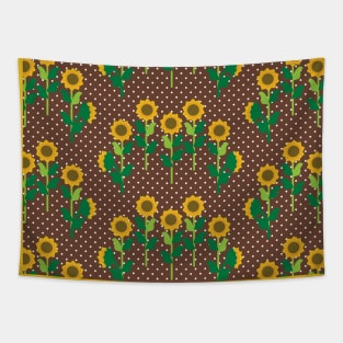 Dotted Sunflower Fields Tapestry