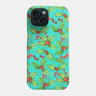 Holly berry watercolor Phone Case