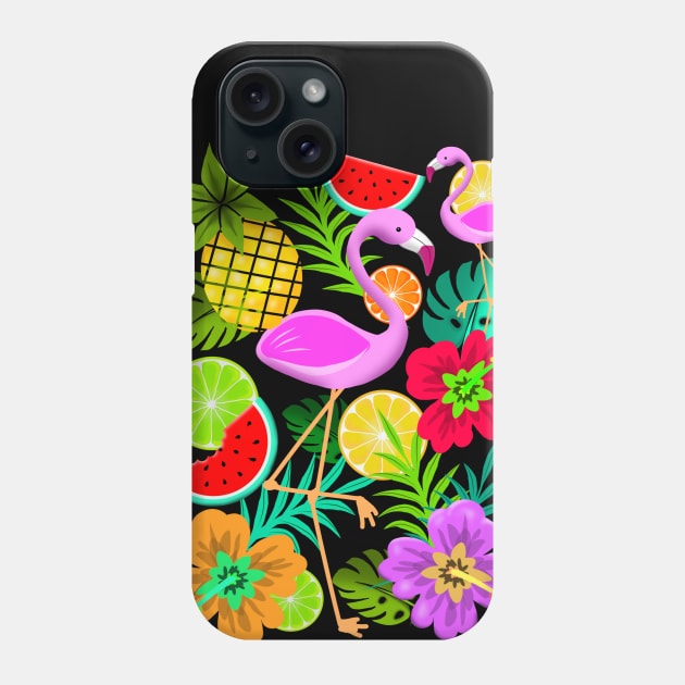 Flamingo, Pineapple, Watermelon Summer Fun Pattern Phone Case by BluedarkArt