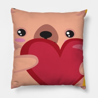 Cute Kawaii Bear with a love heart valentine Pillow