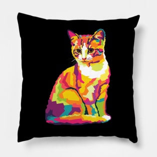 adorable cat pop art Pillow