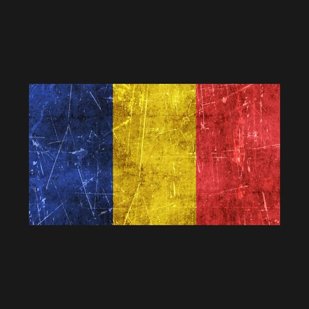 Vintage Aged and Scratched Romanian Flag by jeffbartels