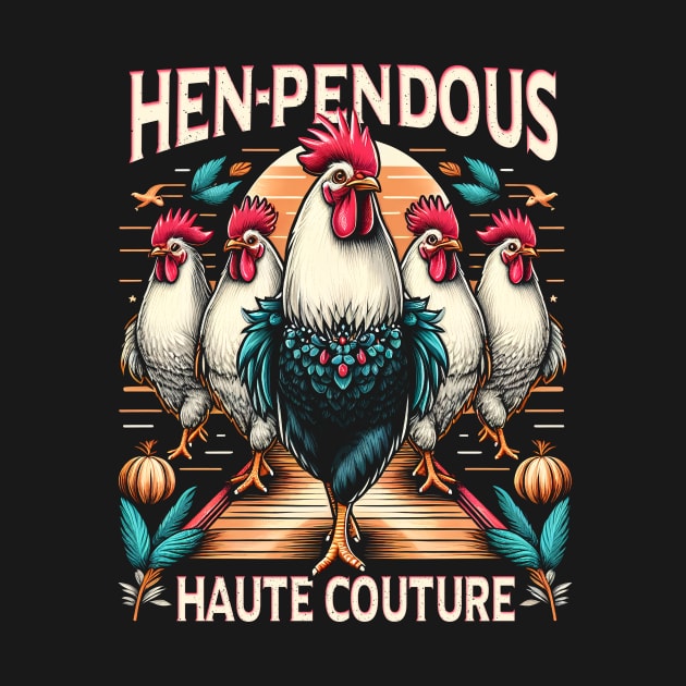 Hen - pendous Haute Couture, Chickens strutting on the catwalk by ArtbyJester