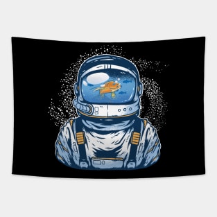 Astronaut in space with a fishbowl as a helmet! Tapestry