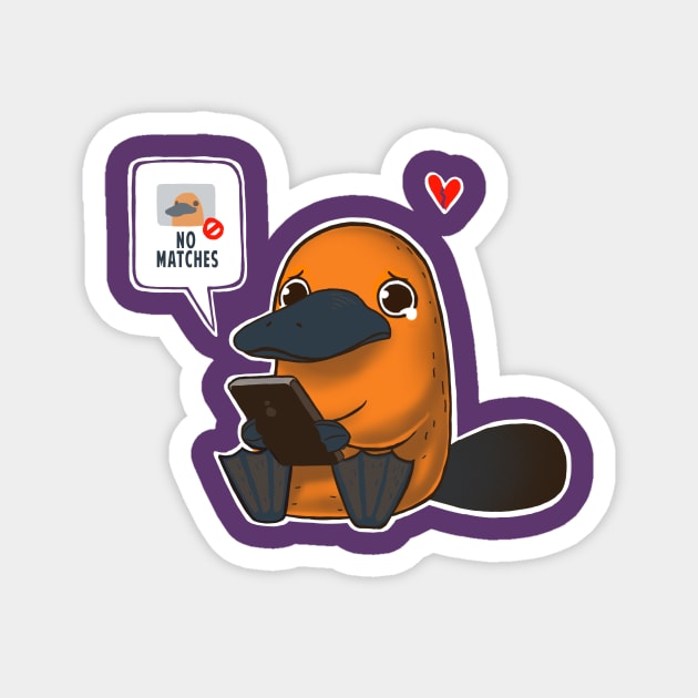 No Love for Me- No matches - Funny Cute Platypus Magnet by BlancaVidal