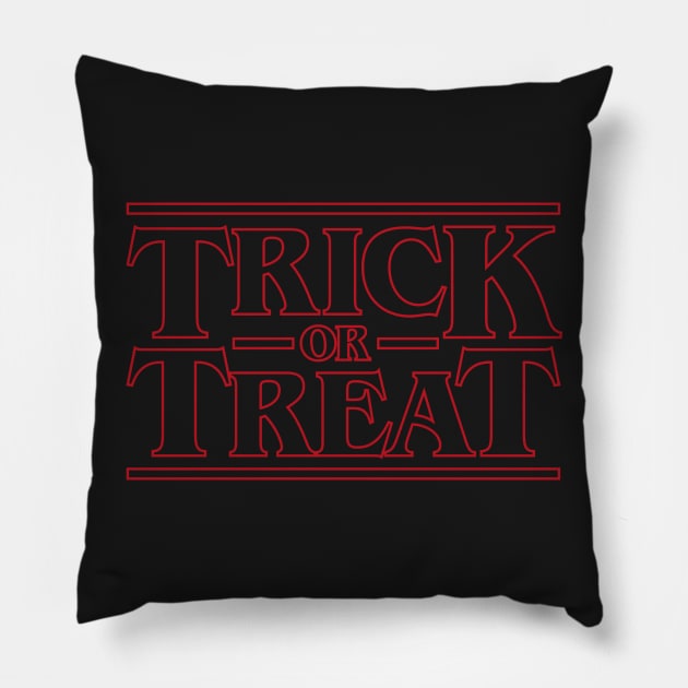 Trick or Treat Halloween Stranger Things Pillow by RetroReview