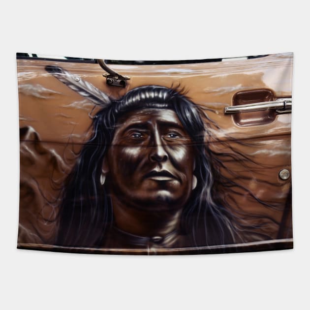 indian apache, car airbrush Tapestry by hottehue