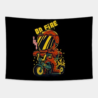 Retro Biker Art: Vintage Motorcycle Rider Design Tapestry