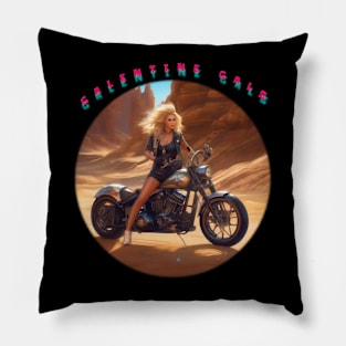 Galentine gal on a motorcycle Pillow