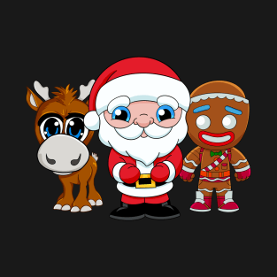 Christmas face mask, cute Santa Clause , Cartoon Gingerbread man, baby DeerChristmas cartoon characters, Cartoon Santa Clause, T-Shirt