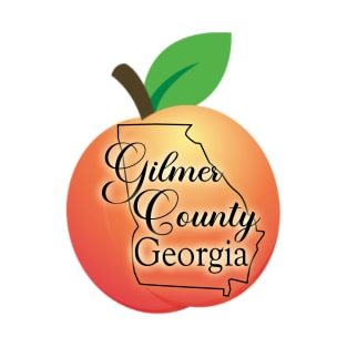 Gilmer County Georgia State Outline on Peach T-Shirt