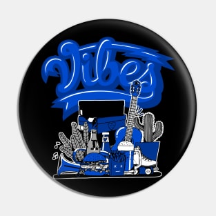 Good Vibes Racer Blue Retro Sneaker Art Pin