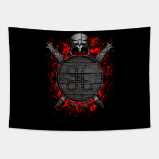 Warrior, Norse runes and Viking Shield Tapestry