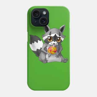 Raccoon with candy on a stick. Phone Case