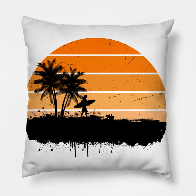 sunset surf, surfing, beach shirt,surf, surfer,shirt, summer shirt, Pillow by L  B  S  T store