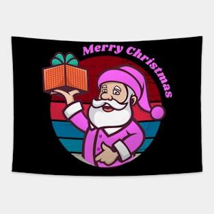 Retro Vintage Pink Santa Claus Tapestry