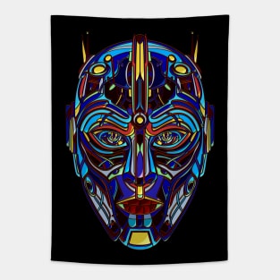 Robot face or metal head? Tapestry