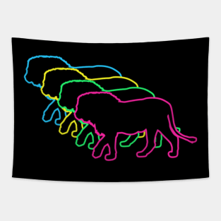 Lion 80s Neon Tapestry