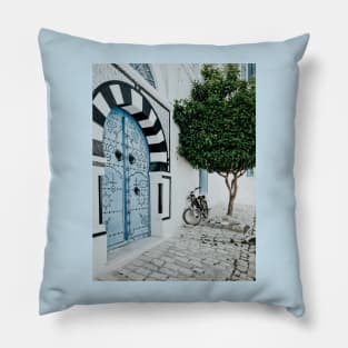 Blue Arabic door Pillow