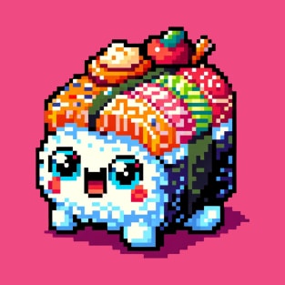 Sushi Sidekick - Whimsical Pixel Art Sushi Creature T-Shirt