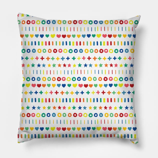 Rainbow doodles on a white background Pillow by Sandra Hutter Designs