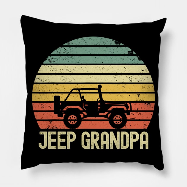 Jeep Grandpa Vintage Jeep Retro Jeep Sunset Jeep Jeep Papa Jeep Men Pillow by Liza Canida