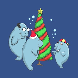 Florida Manatee Christmas Tree Family T-Shirt