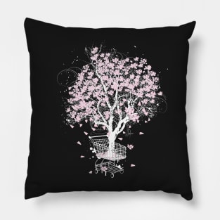 Spring tree in shopping cart Pillow