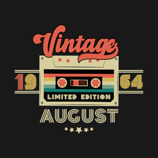 Vintage August 1964 Music Cassette - Limited Edition - 58 Years Old Birthday Gifts T-Shirt