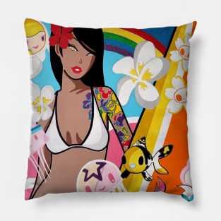 Hawaiian bikini girl fantasy painting Pillow