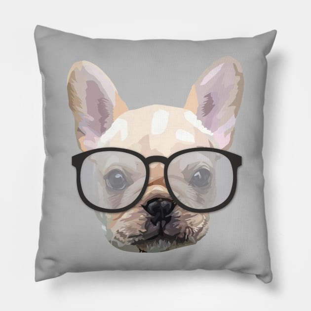 Dog with glasses Pillow by thedailysoe